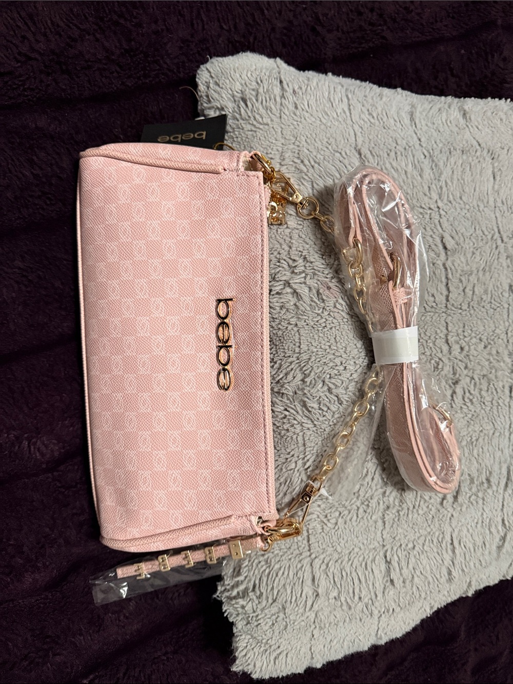 bebe Pink Logo-Accent Chain Crossbody Bag NWT